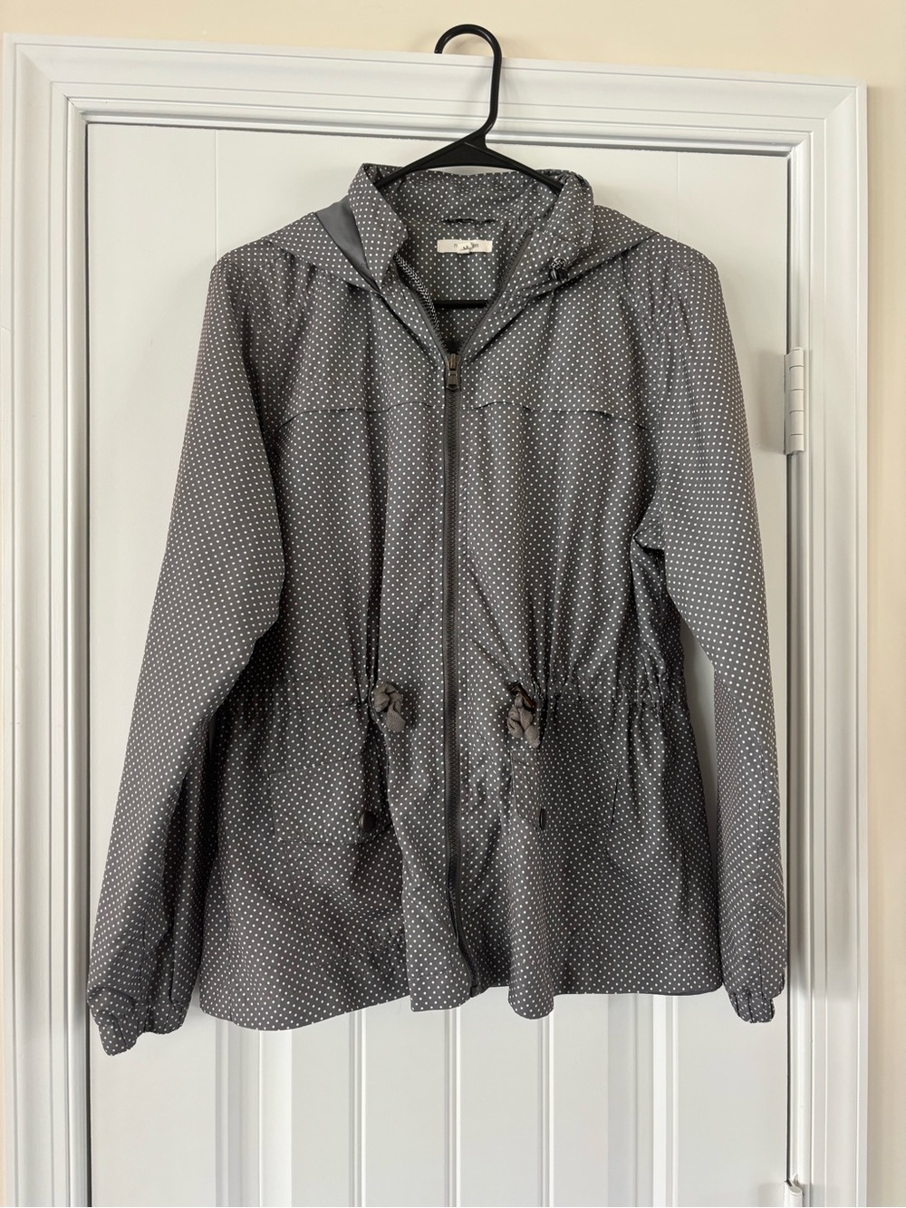 Maurices Gray Polka Dot Hooded Utility Jacket